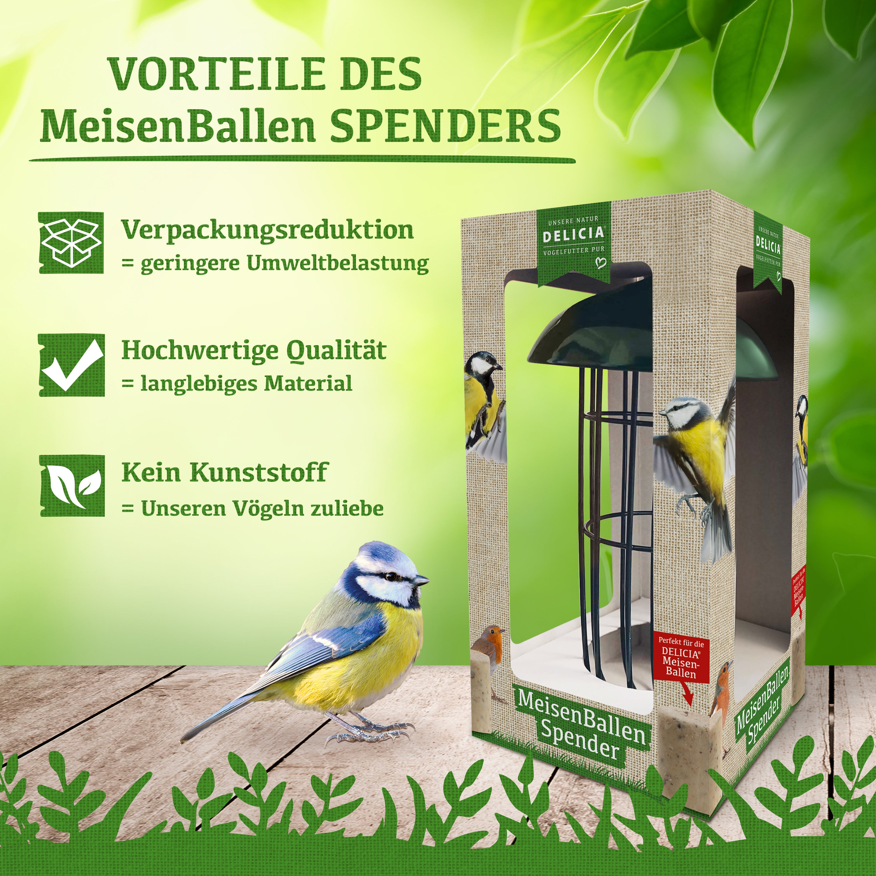 Delicia Meisenballen 30 Stück ohne Netz plus 1 Meisenballenspender