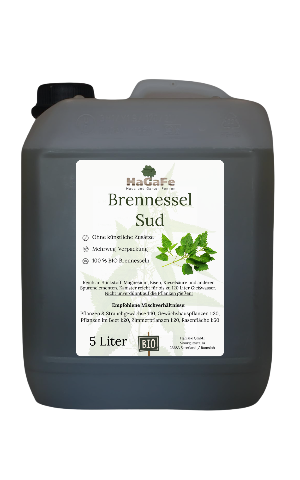 HaGaFe BIO Brennessel Sud 5 Liter Brennesseljauche Brennesseldünger