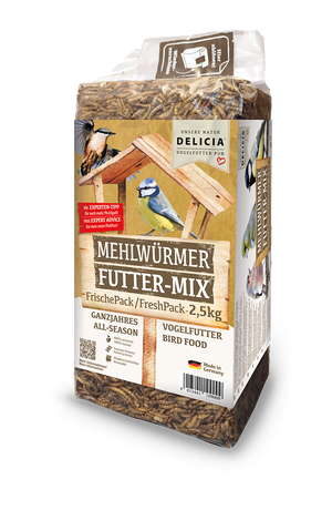 Delicia Mehlwürmer Futter Mix, Vogelfutter, Igelfutter, Reptilienfutter, Fischfutter, Hamsterfutter, 100% natürlich getrocknete Mehlwürmer