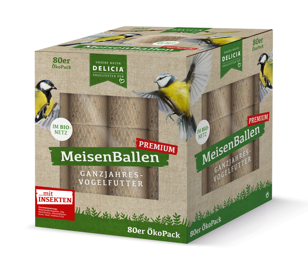Delicia Meisenballen Meisenknödel Vogelfutter mit Bio Netz mit Insekten