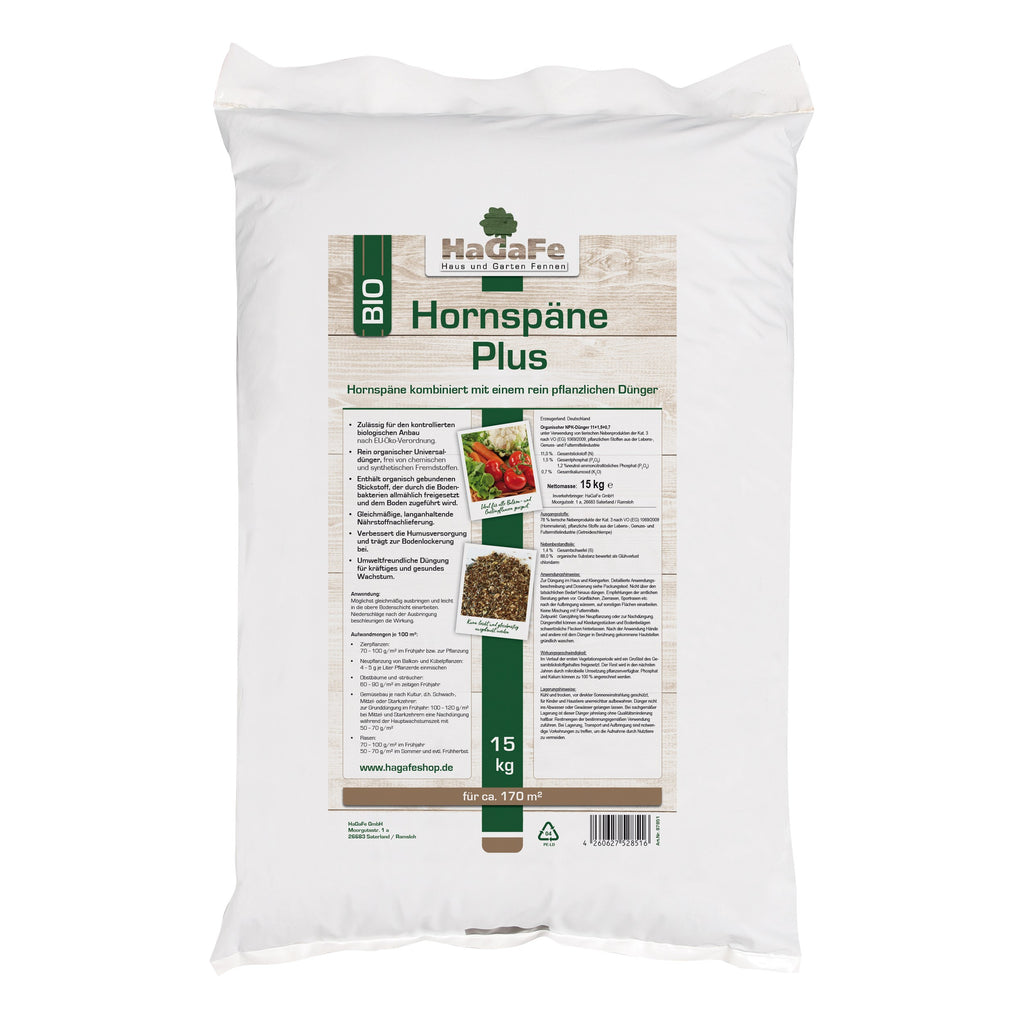 HaGaFe Bio Hornspäne Plus, mit pflanzlichem Bio Dünger, Gartendünger, –  HaGaFeShop
