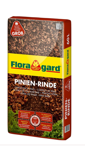 Floragard Pinien - Rinde, Pinienrinde, grob 25-40mm, Rindenmulch, Bodenabdeckung aus reiner mediterraner Pinie