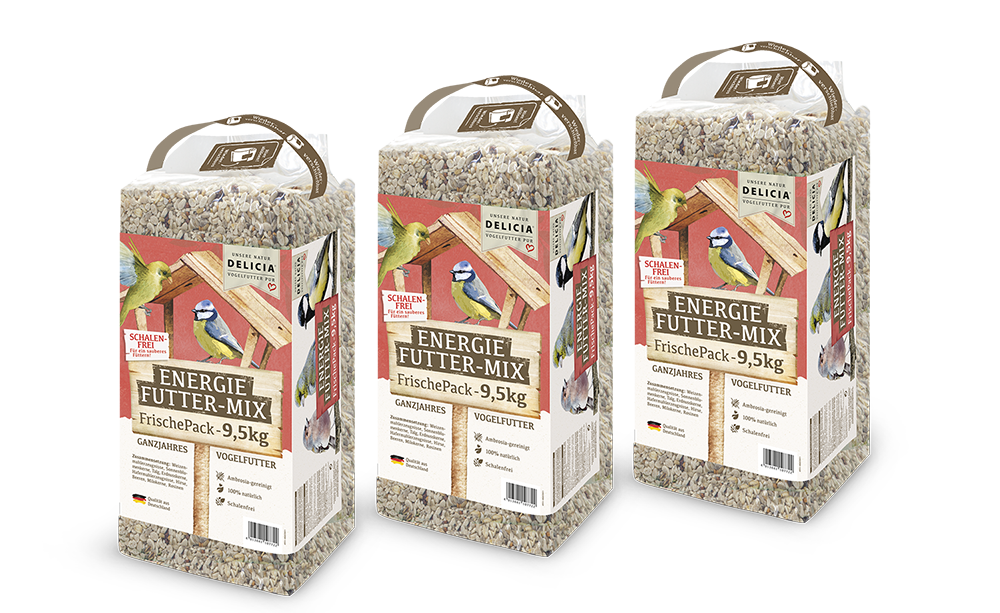 Delicia Energie Futter Mix, Ganzjahres Vogelfutter, Streufutter, Wildvogelfutter, mit Erdnusskernen, Beeren, Sonnenblumenkerne