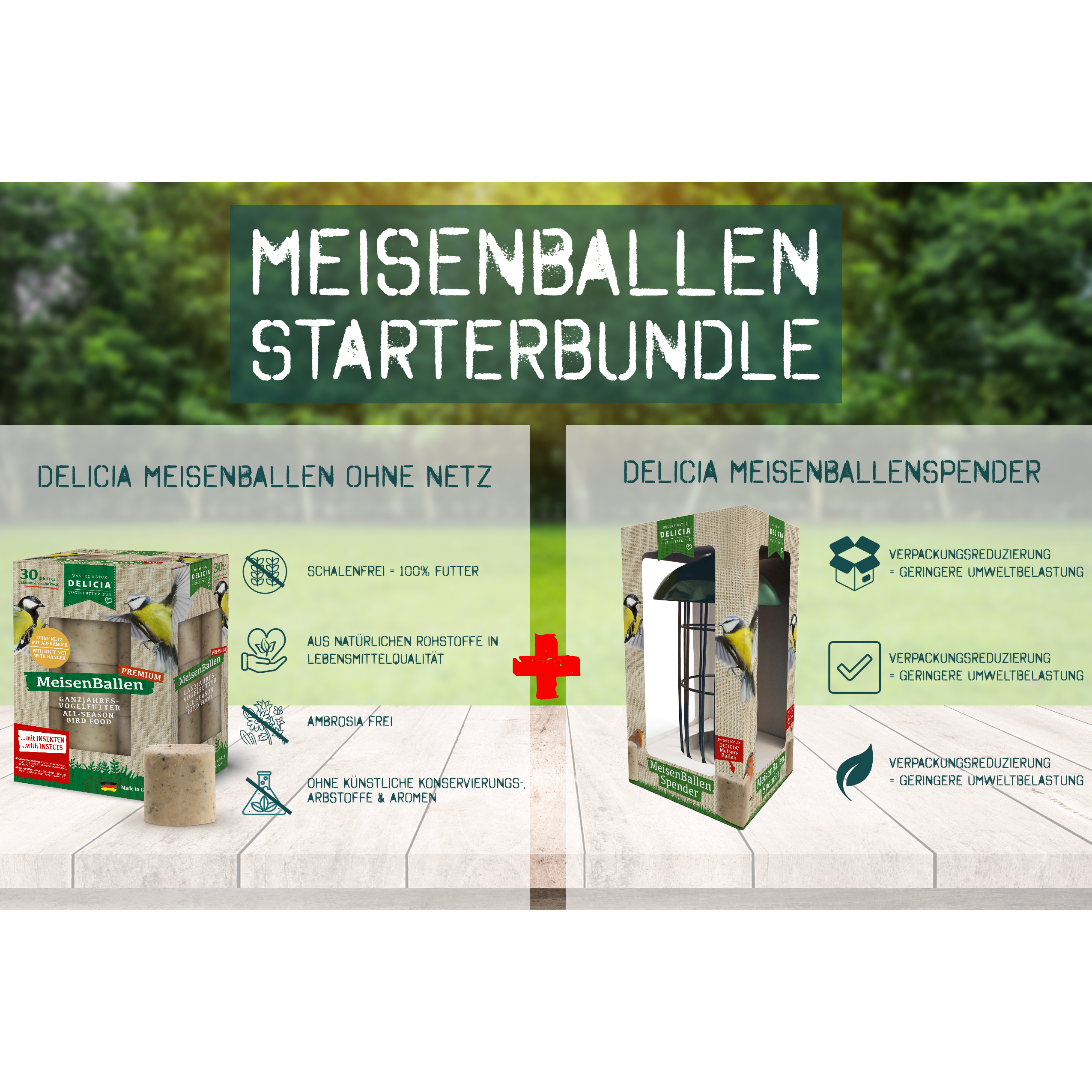 Delicia Meisenballen 30 Stück ohne Netz plus 1 Meisenballenspender