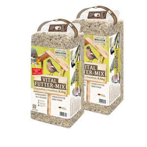 Delicia Vital Futter-Mix, Ganzjahres Vogelfutter, Streufutter, Schalenfrei, Ambrosia frei, mit Erdnusskernen und Rosinen