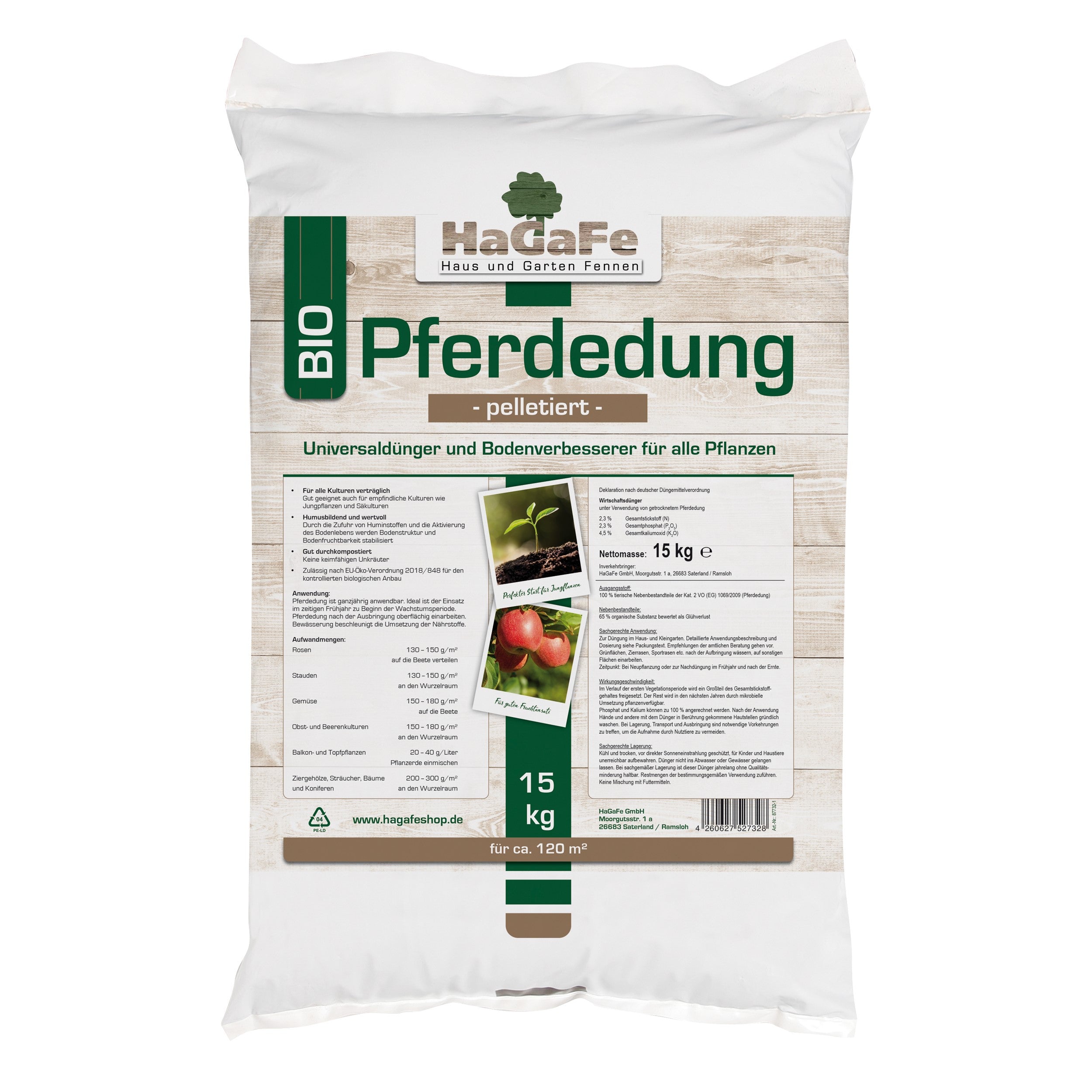 HaGaFe Bio Pferdedung, Pferdemist, Gartendünger, Universaldünger