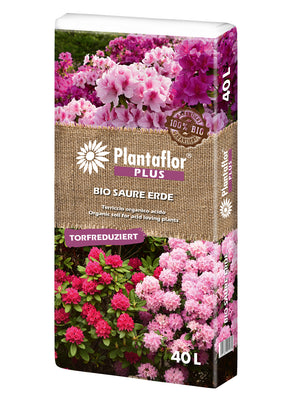 Plantaflor Plus Bio Erde Sauer, Rhododendronerde, Moorbeeterde, Blumenerde, Erde 1 x 40L