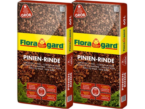 Floragard Pinienrinde Pinien Rinde Rindenmulch Rinden Mulch Bodenabdeckung Menge | 120 L (2 x 60 L) grob