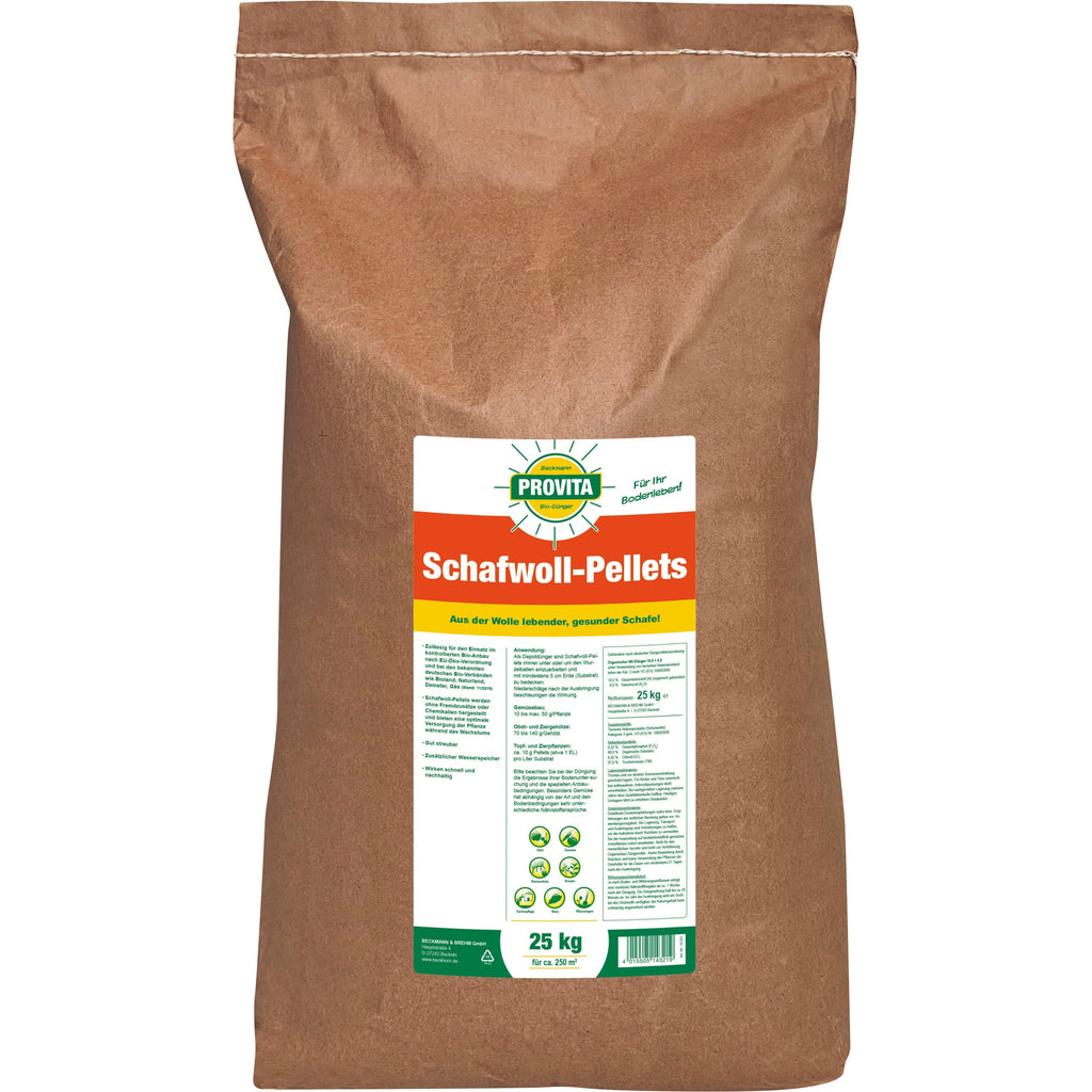 Beckmann Bio Schafwoll - Pellets 25 kg organischer Naturdünger aus Schafwolle