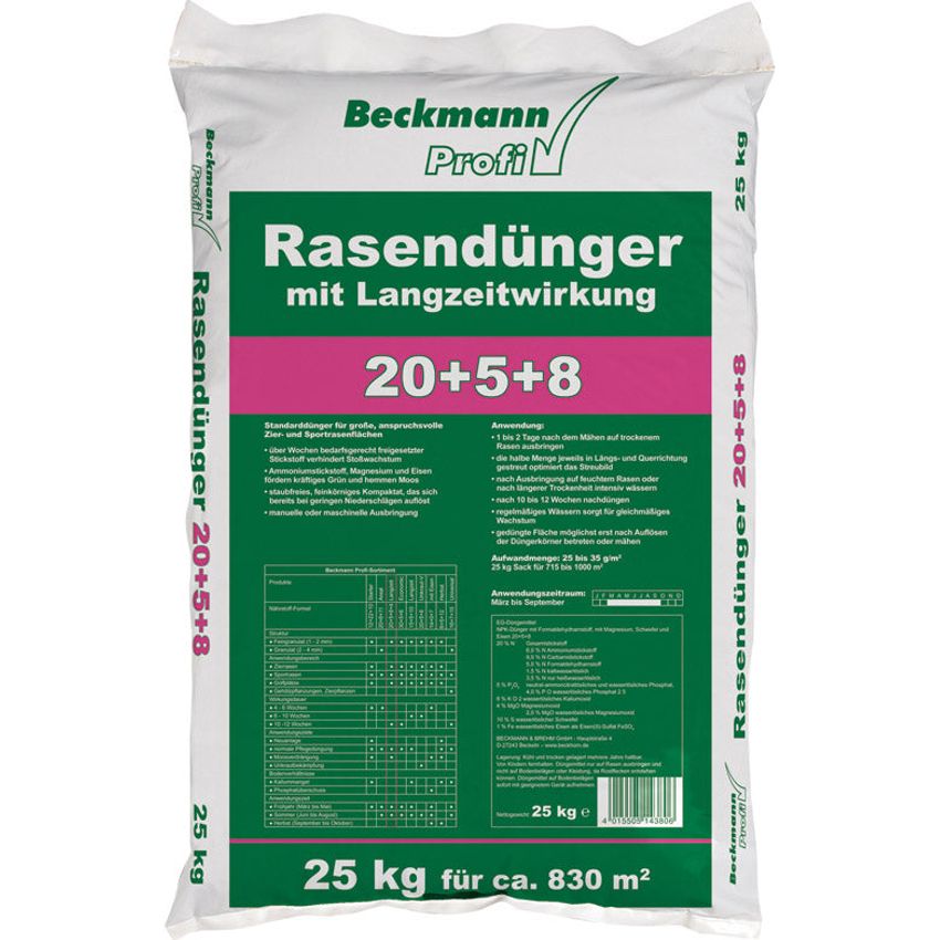 Beckmann Profi Rasendünger 25 kg mit Sofortwirkung und Langzeitwirkung 20+5+8