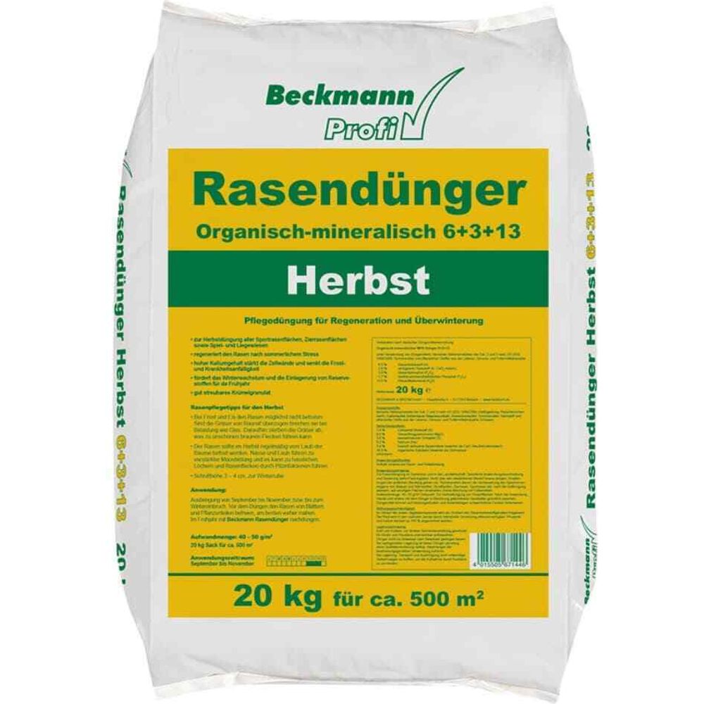 Beckmann Profi Rasendünger Herbst Herbtsrasendünger Krümel 20 kg