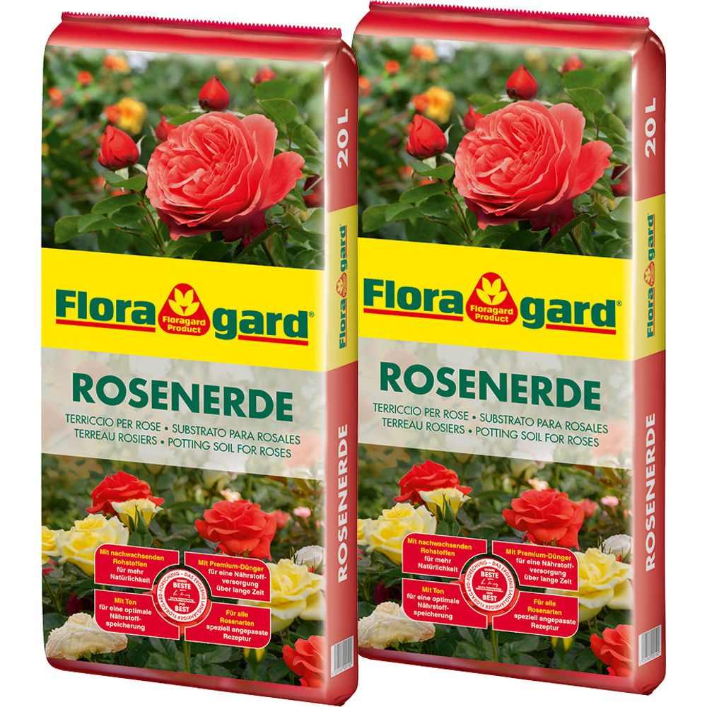 Floragard Rosenerde Rosen Erde Rosensubstrat Substrat Spezialsubstrat Liter | 40 L (2 x 20 L)