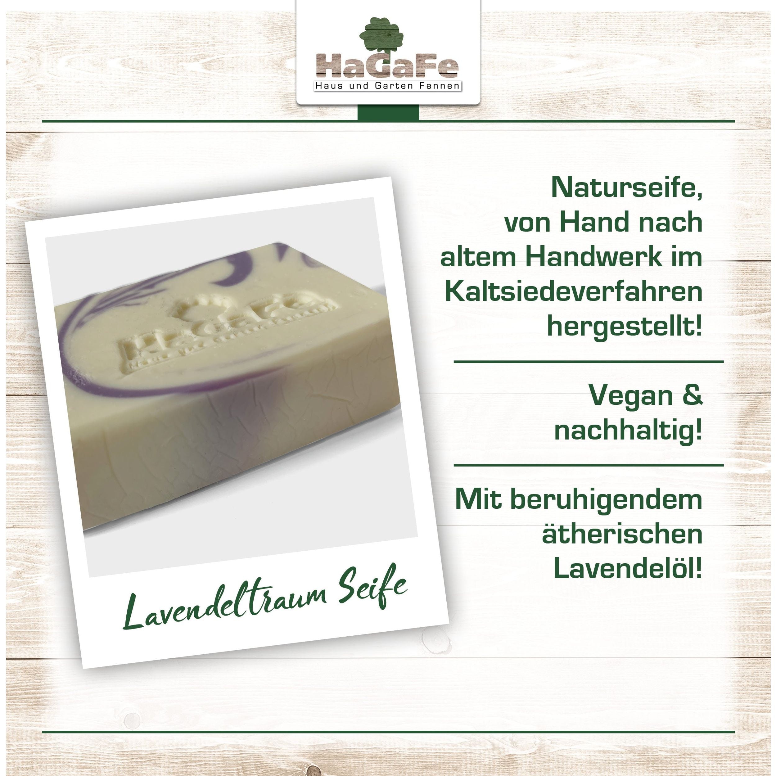 HaGaFe Lavendeltraum, vegane handgemachte Naturseife, feste Seife mit Biozutaten
