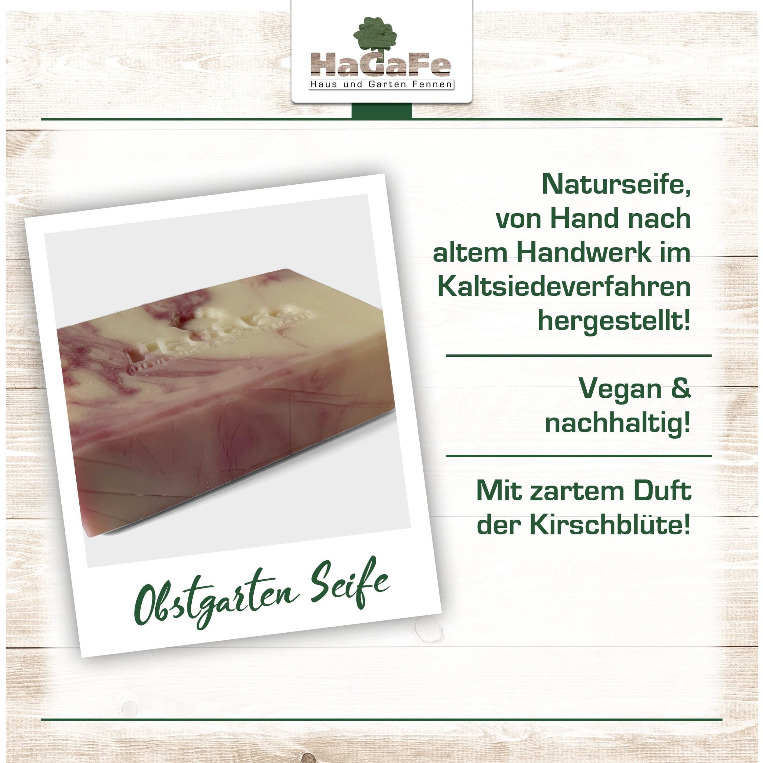 HaGaFe Obstgartenseife, vegane handgemachte Naturseife, feste Seife, mit Biozutaten