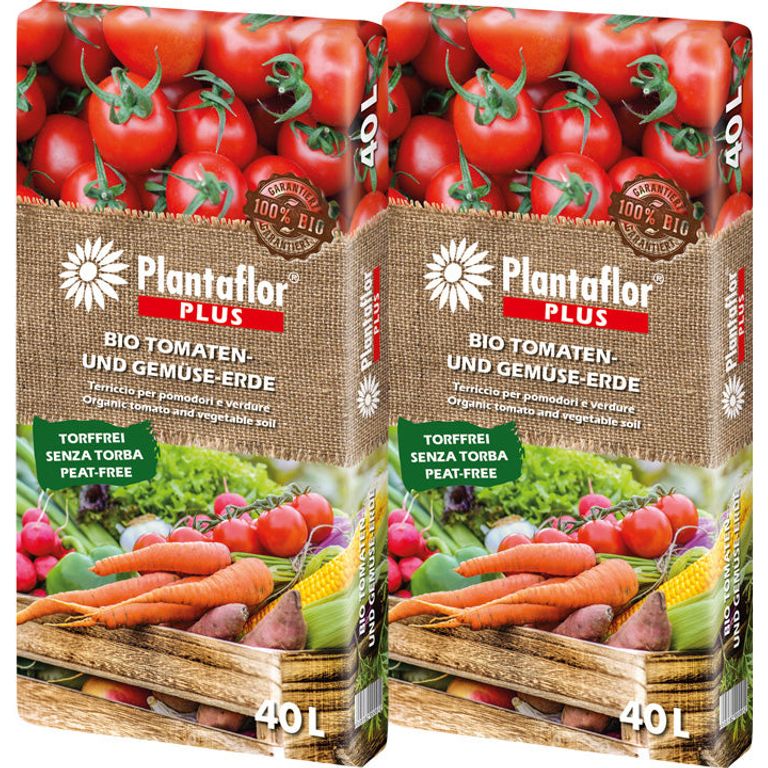 Plantaflor Plus BIO Tomatenerde und Gemüseerde Torffrei Menge | 80 L (2 x 40 L)
