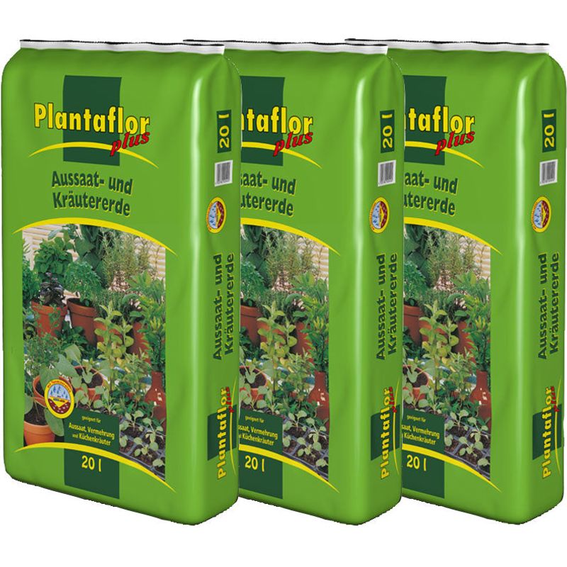 Plantaflor Plus Anzuchterde Kräutererde Aussaaterde Blumenerde Anzucht Aussaat Menge | 60 L (3 x 20 L)